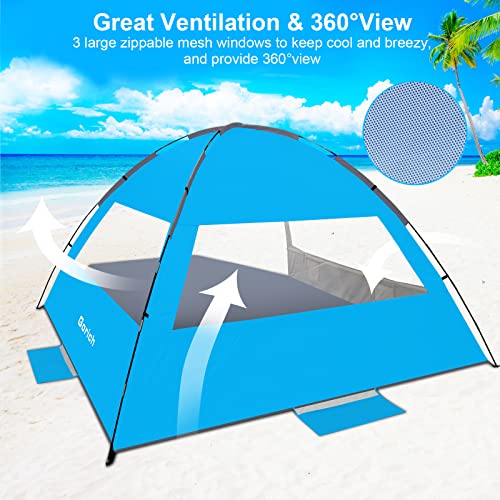 Gorich Beach Tent Sun Shelter for 3/4/6/8/10 Person with UPF 50＋ UV Protection, Lightweight & Easy Setup Beach Shade Canopy, Portable Beach Shade Tent Beach Cabana - color: Blue, size: 8 Person