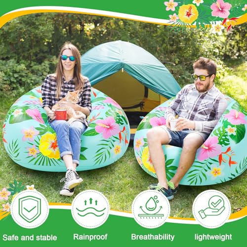 Lunmon 2 Pcs Blow up Chairs Hawaiian Inflatable Bean Bag Couch Luau Pool Chair Portable Lazy Sofa Seat Game Couch for Summer Movie Night Pool Camping Balcony Living Bedroom Reading (Flower) - style: Flower