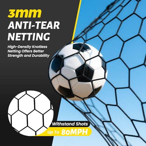 NAIZEA Soccer Goals - 24x8/21x7/18x7/12x6/16x7/10x6/8x6/6x4FT Soccer Goals for Backyard - Metal Soccer Goal for Youth Adult - Multiple Sizes Colors- Perfect for Games Indoor Outdoor - size: 12ft x 6ft, style: Pro-Grey/Alu