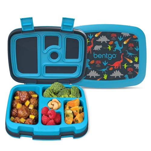 Bentgo Kids Prints Leak-Proof, 5-Compartment Bento-Style Kids Lunch Box - Ideal Portion Sizes for Ages 3-7, Durable, Drop-Proof, Dishwasher Safe, & PFAS & BPA-Free Materials (Dinosaur) - color: Dinosaur