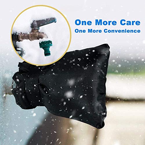 Outdoor Faucet Covers for Winter - 4 Pack Pro 6.7" W x 8.3" H Outdoor Water Faucet Cover Socks for Winter Freeze Protection Pipe Insulation Reusable Waterproof Insulated Spigot backflow Cover,Black