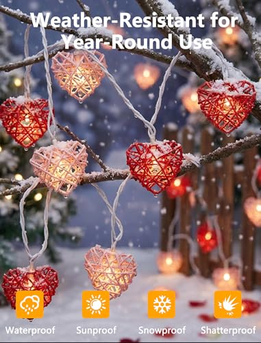 Red and Pink Heart Shape String Lights, 8.5Ft Valentine's Day String Lights with 10 LED Heart Lights, Plug in Hanging Valentines Window Fairy Lights for Indoor Outdoor Wedding Party Valentine Decor - color: Pink Red Heart