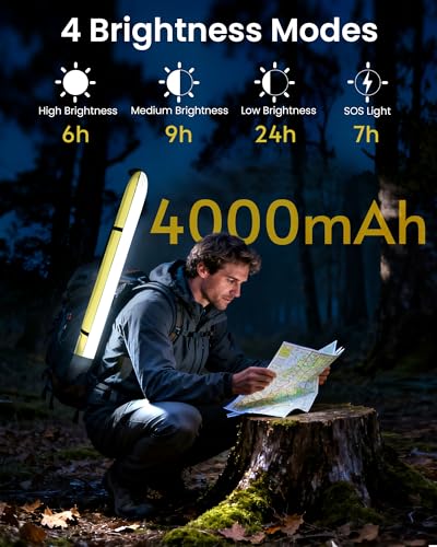 34" Inflatable Solar Camping Lantern & USB-C 4000mAh Phone Charger,339LM Ultra Bright LED Light Tube,IP66 Waterproof Portable Tent Lamp for Hurricane,Power Outage,Backpacking,Survival - color: Green, size: 34in