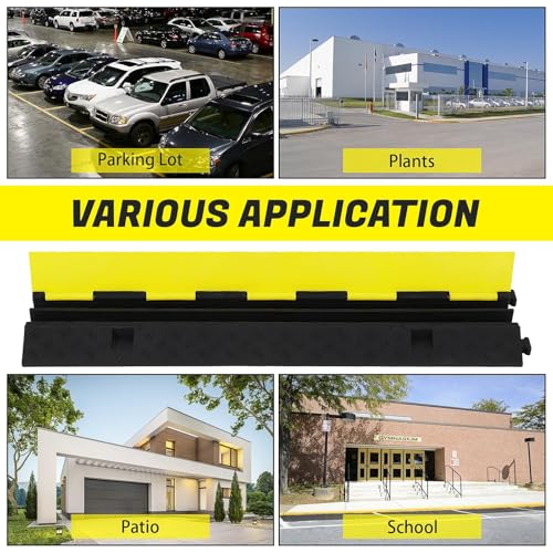 3 Pack 2 Channel Cable Protector Ramp, 11000 LBS Load Heavy Duty Floor Cord Wire Hose Cover, Rubber Modular Speed Bump for Driveway & High Traffic Areas, 40" x 10" x 5" - size: 3 Pack