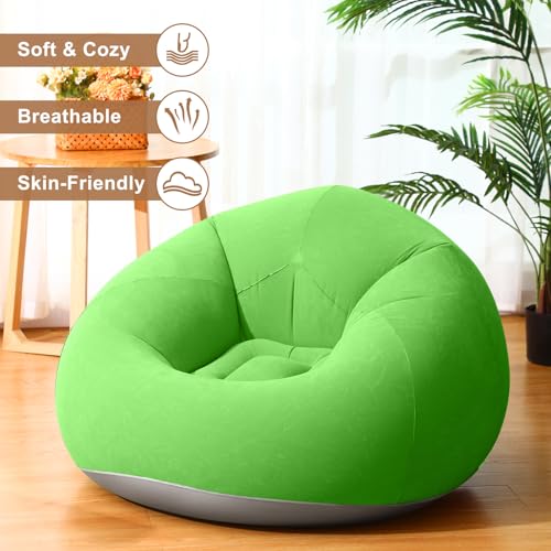 Realspring 6 9 12 Pcs Inflatable Bean Bag Chairs for Adults with Electric Air Pump, Blow up Couch Folding Portable Inflatable Couch Lazy Sofa for Outdoor Movie Night Camping(Coffee,Orange,Green,6 Pcs) - color: Coffee,orange,green