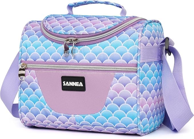 insulated Cooler Lunch Bag 1.85gal/7L Mermaid Theme Reusable Lunch Box Tote for work Picnic Camping Gym Travel - color: 7L Mermaid