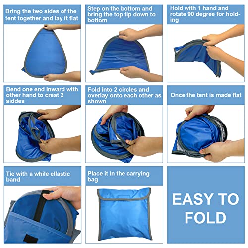 Pop Up Beach Sun Tent, 1 Person, Blue, 31.51 x 19.69 x 21.65 Inches, Sun Shelter, Sun Protection, Beach - color: Blue-painted silver, size: Large