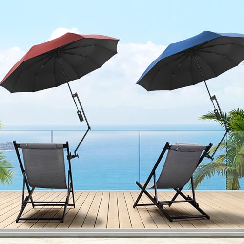 XLINGZA UPF 50+ Beach Umbrella with Adjustable Universal Clamp - style: Auto/L