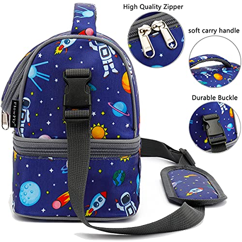 FlowFly Kids Double Decker Cooler Insulated Lunch Bag Large Tote for Boys, Girls, Men, Women, With Adjustable Strap, Astronaut - color: Astronaut