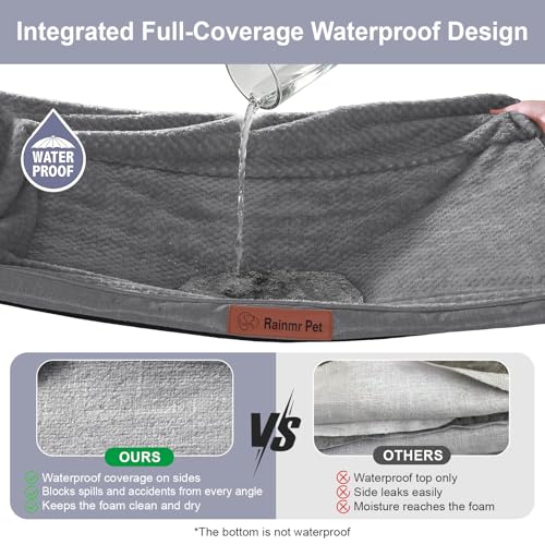 Rainmr Orthopedic Dog Beds for Large Dogs, Memory Foam Dog Beds Large Sized Dogs, Washable Removable Cover, Nonskid Bottom, Waterproof, for Indoor, Outdoor, Crate ＆ Car Use, 36x27x6 Inches, Dark Grey - color: Standard Version-Dark Grey, size: 36.0"L x 27.