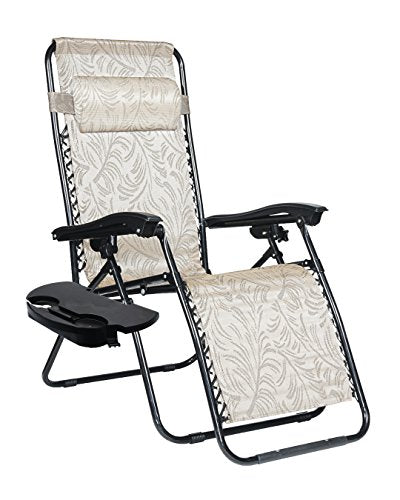Camco Zero Gravity Chair Tray – Clip‑On Side Table w/Cup Holders, Stemmed Glass Slot, Non‑Slip Textured Surface, Drainage Holes & Bag Hook – Fits up to 7/8” Frames – Durable Polymer, Black (51834)