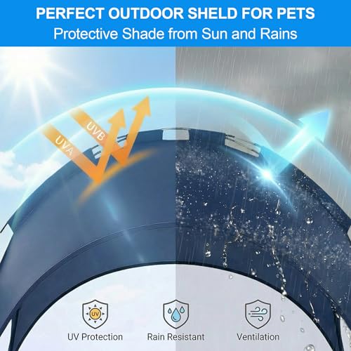 Elevated Dog Bed with Canopy Raised Pet Cot for Large Dogs, Outdoor Dog Cot with Removable Sun Shade Tent, Breathable Mesh Portable Dogs Cot for Camping, Beach, Backyard, Outdoor Use - color: Blue, size: 60"L x 36"W x 49"H