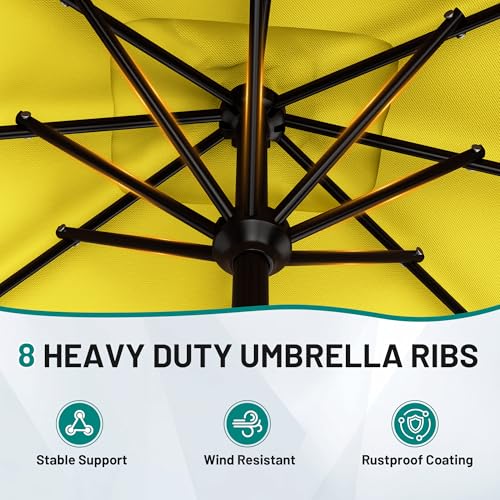 AreShark 8 X 10 FT Large Rectangular Patio Umbrella with Valance, Outdoor Table Market Umbrella w/Crank & 8 Ribs, Rectangle Outdoor Umbrellas for Garden, Deck, Yard and Poolside, Yellow - color: Yellow, size: 8x10 FT