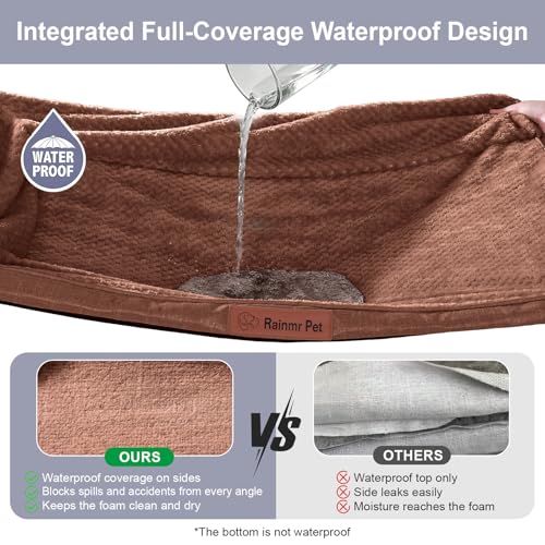 Rainmr Orthopedic Dog Beds for Large Dogs, Memory Foam Dog Beds Large Sized Dogs, Washable Removable Cover, Nonskid Bottom, Waterproof, for Indoor, Outdoor, Crate ＆ Car Use, 44x32x6 Inches, Brown Grey - color: Standard Version-Brown, size: 44.0"L x 32.0"W