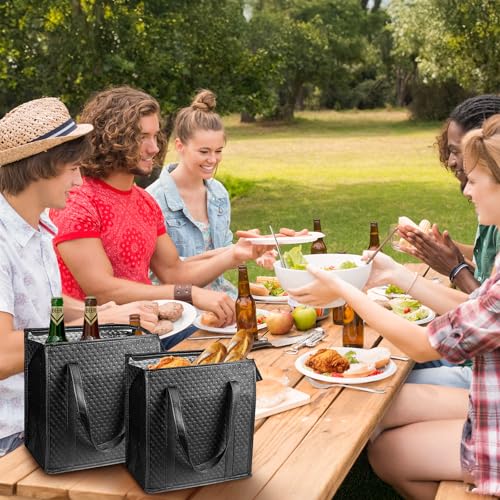 Insulated Grocery Bags, Reusable Insulated Bag, Portable Cooler Bags for Shopping Food Travel Beach Camping (4 Pack) - color: Black