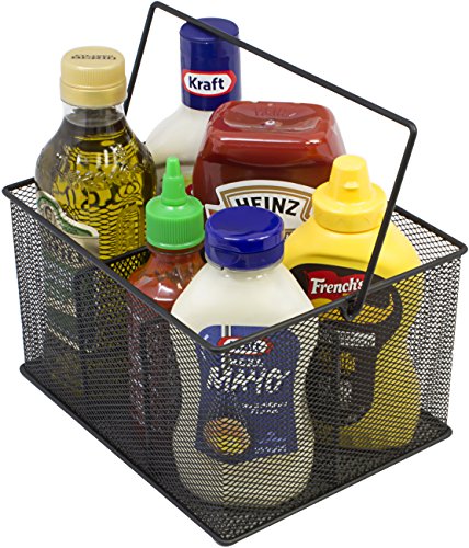 Sorbus® Utensil Caddy — Silverware, Napkin Holder, and Condiment Organizer — Multi-Purpose Steel Mesh Caddy—Ideal for Kitchen, Dining, Entertaining, Tailgating, Picnics, and much more (Black) - color: Black