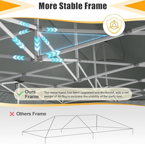 HOTEEL Tents for Parties 10x30 Pop Up Canopy Tent Heavy Duty with 8 Sidewalls, Commercial Party Tent Event Wedding Instant Canopy Waterproof with Carry Bag, UV 50+, Thicked Hexagonal Legs, Grey - color: Gray, size: 10x30FT (+8 Walls)