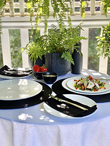 bzyoo 12 Piece White Melamine Dinnerware Set - Durable, Easy to Clean Plates and Bowls - Ideals for Parties, Camping Dish Set BPA Free Organica White Collection - color: Organica White