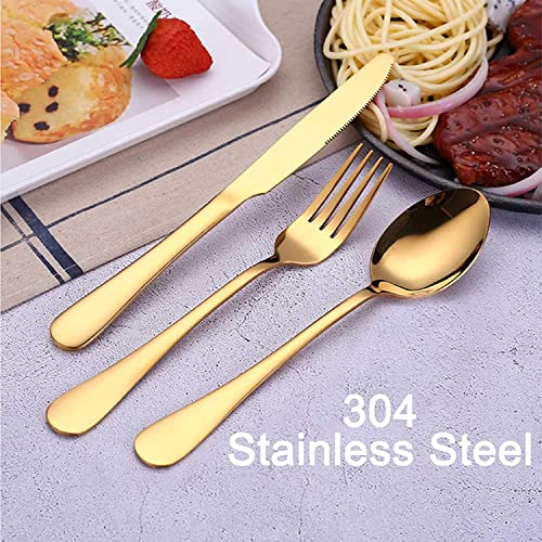 Portable Utensils Set with Case,Reusable Office Flatware Set,Healthy Travel Cutlery Set 3 PCs Stainless Steel Fork, Spoon,Knife Cutlery Ideal for Travel, Lunch Box and Camping (Gold-3PCs) - color: Gold - 3 PCs