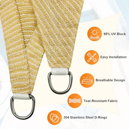 Artpuch Sun Shade Sail, 10'x15' Beige Rectangle, Curved Edged Commercial Grade 185GSM Permeable Outdoor Shade Cloth for Deck, Backyard, Patio (Custom Sizes Made)