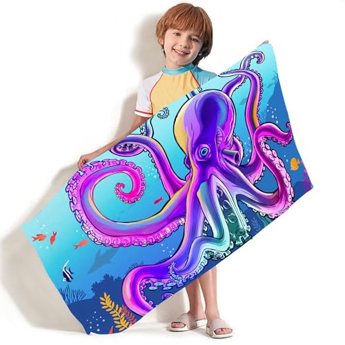 Bonsai Tree Large Octopus Beach Towel, Blue Microfiber Bath Towel for Women, Sand Free Quick Dry Travel Towels Large Octopus for Women Yoga Sports Adults 30" X 60" - color: Octopus, size: 30"x60"