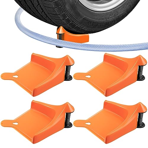 Dreyoo 4 Pcs Car Hose Guide, Tire Hose Roller for Car Washing, Detailing Tire Hoses Guide Preventing Pressure Washer Hoses Stuck Under The Wheels, Plastic Wash Tool to Avoid Snagging(Orange) - color: Orange