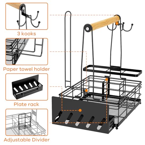 JBBTOOL Grill Caddy, BBQ Caddy with Paper Towel Holder & Utensil Holder, Picnic Caddy Organizer for Outdoor Cooking, Camping Essentials, Tailgating, Camping Must-Have for Patio, RV, Camper - style: Grill Caddy B