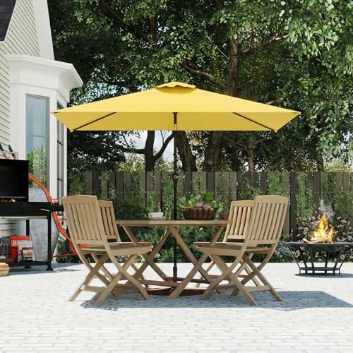 6.5' x 10' Rectangular Patio Umbrella Large Outdoor Market Umbrella w/UV Protection, Push Button Tilt and Crank Lift, Rectangle Table Umbrella for Garden, Deck, Pool, Patio, Sunshine Yellow - color: Sunshine Yellow
