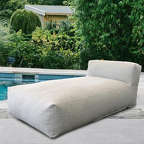 Outdoor Bean Bed Chair Sun Lounger, Outdoor Couch Sofa for Patio & Pool, Foam Filling Day Bed Furniture, Comfy Lazy Sofa for Outside, Water-Resistant Seating (Light Gray, 70'' L) - color: Light Gray, size: 70'' L Standard Back