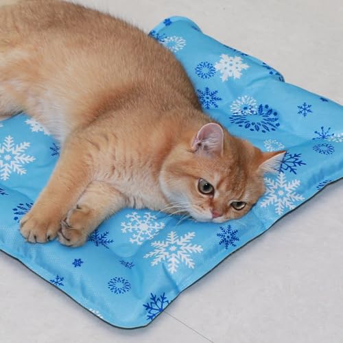 Cooling Mat for Dogs and Cats, Foldable Gel Cooling Mat with Ice Crystal Powder, Blanket Water Injection Cool Pet Pad for Cat Indoor Outdoor Summer Use, 11.8” X15.7” - size: Small