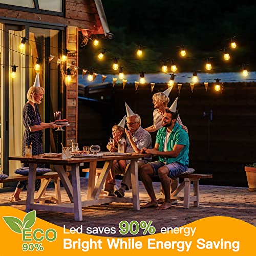 Ollny Outdoor String Lights, 50 FT Waterproof Connectable Patio Lights with 15 Shatterproof Bulbs(2 Spare), Outside Hanging Light for Balcony, Porch, Yard, Garden, Backyard - size: 50FT, style: S14-50FT