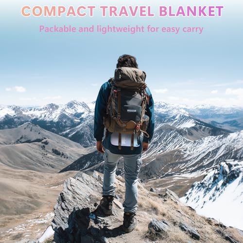 Camping Blanket,Waterproof Lightweight Puffy Camping Outdoor Blankets Packable Picnic Blanket Top Quilt for Sleeping Travel Stadium Hiking Cold Weather 55"x78.8" - color: Rainbow Gradient Blanket