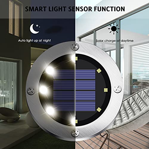 OULONGER Solar Ground Lights 16 Packs, Garden Solar Outdoor Waterproof Pathway Bright In-Ground Landscape Lights for Patio, Lawn, Yard, Driveway, Step and Walkway White Light - color: White, size: 16pack