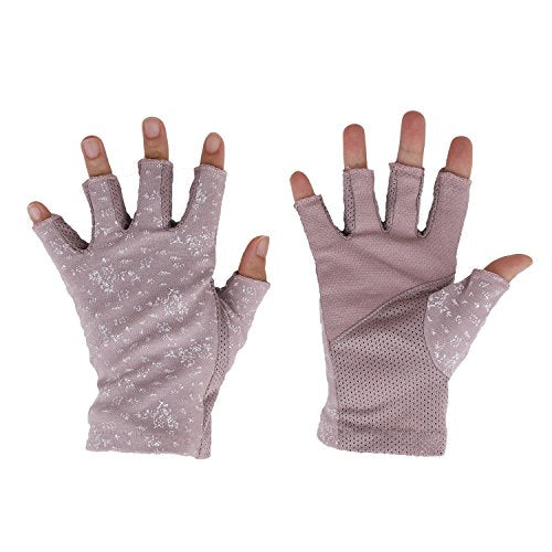 Lightweight Summer Fingerless Gloves Men Women UV Sun Protection Driving Cotton Gloves Nonslip Touchscreen Mittens - color: Cameo Brown