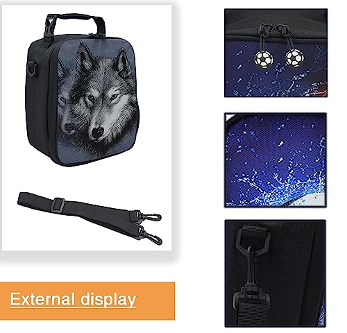 Kids Lunch Bag, 2019 Upgrade Insulated Animal Lunch Tote- Waterproof Reusable Lunch Box Portable Meal Bag Ice Pack for Boys Girl Wolf Grey - color: Wolf Grey