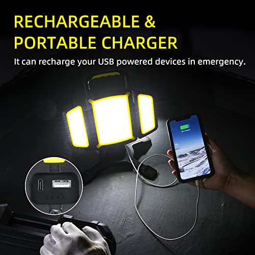 YZONI Rechargeable Work Light, 30W 3000Lumen LED Work Light with 5 Modes, Battery Powered Magnetic Lights with 360°Rotate Foldable Design, Job Site Lighting for Car Repair, Garage, Workshop, Camping - style: Traditional