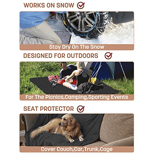 Tirrinia Waterproof Outdoor Blanket with Sherpa Lining, Windproof Triple Layers Warm Comfy Foldable for Camping Stadium, Beach, Picnic, Grass, Concerts, Car, Dog, 51''X 59'' & 59''X 80'' - color: Sliver/Grey, size: 59” X 80”