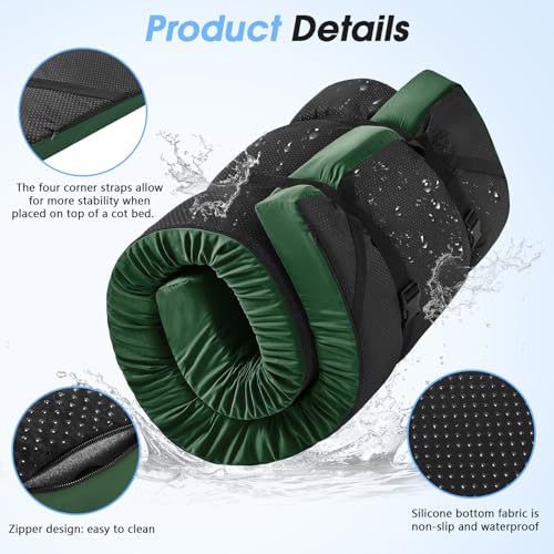 CYMULA Memory Foam Camping Mattress Pad 3 Inch Thick Portable Floor Sleeping Mat [car/Tent/Cot] Sleepover Guest Bed Roll up Cot Mattress for Indoor Outdoor Travel with Bag(Cot 72 * 24 * 3")