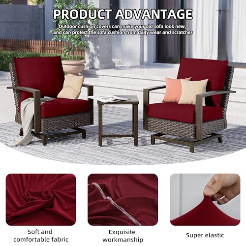8Pcs Outdoor Cushion Covers, Patio Cushion Covers,Stretch Elastic Slipcovers, Replacement Washable & Reusable Furniture Protector for Patio Couch (Claret,Cover Only) - color: Claret, size: 8Pcs-Solid color