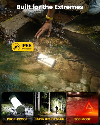 Glocusent 106 LED Camping Lights, Up to 80Hrs, 5000mAh Camping Lantern Rechargeable with 5 Brightness 3 Modes & SOS, IP68 Waterproof, Max 1200LM, Lanterns for Power Outages Hiking Emergency Hurricane - color: Green