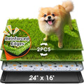 Hompet Dog Grass Pad with Tray Large, 24"x16", 2 Reusable Artificial Turf for Dogs Potty, Waterproof Non-Slip Washable Pee Pads, Quickly Absorbency Portable Dog Litter Box for Indoor/Outdoor Use - size: 24 x 16"