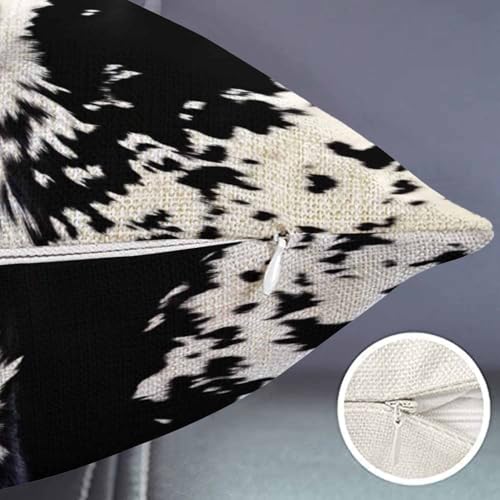 Smooffly Farmhouse Pillow Covers Cowhide Print 12" x 20" Farmhouse Rustic Décor Lumbar Pillow Covers Black & White Cow Spots Pattern Printed Housewarming Gifts Family Room Décor - color: Swn05