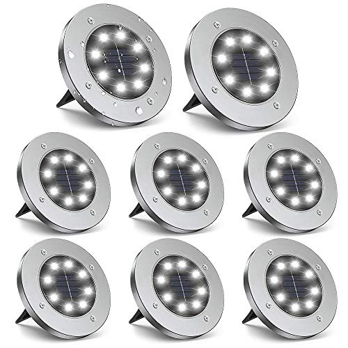 ZGWJ 8 Pack Solar Ground Lights,8 LED Upgraded Outdoor Garden Lights Landscape Lighting for Lawn Pathway Yard Deck Patio Walkway White - color: White Light, size: 8 Pack