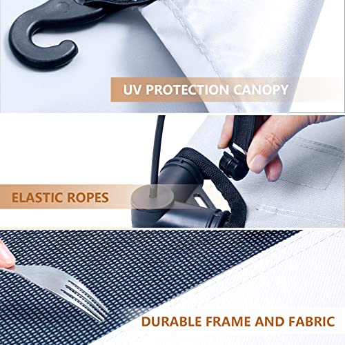 S/M/L Outdoor Elevated Dog Cot with Canopy & Side Shade for Camping Small Medium Dogs (Carry Bag), Portable Cooling Raised Dog Bed - color: Grey, size: M (30" x 24" x 28")