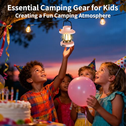 Kids Lantern with 3 Color Dimmable & USB-C Charging, Girls Night Light for Bedroom, Indoor Outdoor Adventures & Emergency Use Toddler Flashlight Camping Essentials for Kids (Pink) - color: Pink
