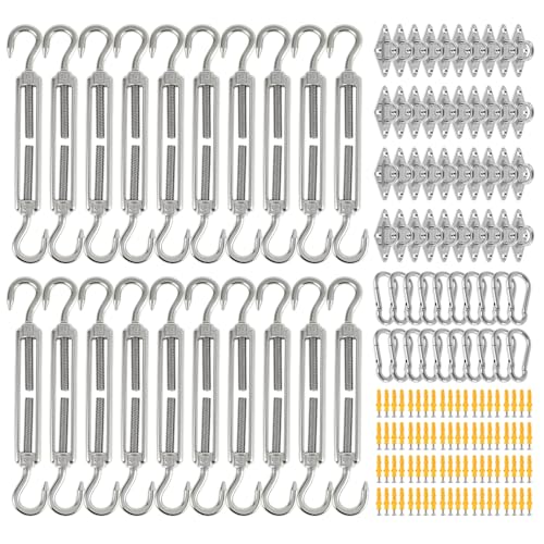 400Pcs Sun Shade Hardware Kit 6 Inch,Sunshade Hardware Kit for Triangle Rectangle Shade Sail Installation ShadeSail Fixing Accessories Stainless Steel for Garden Outdoor Patio Canopy Awning Attachment - color: Silver 400Pcs