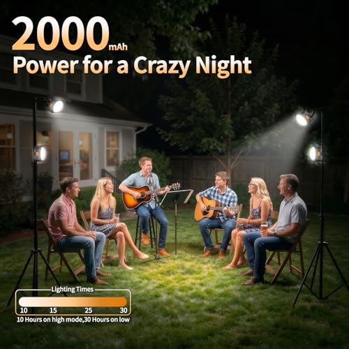 FLY2SKY Rechargeable Camping Lights 2000 mAh Tent Lights Portable LED Camping Lantern Survival Gear Essentials Camping Accessories for Hiking Backpacking Fishing Hurricane Emergency Power Outage（1PCS） - color: 1PC-2000mAh-BLACK