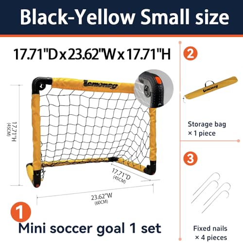 Small Soccer Goals for Kids, Foldable Mini Soccer Goal Set with Portable Soccer Net for Kids, Kid Soccer Goal for Indoor Outdoor Backyard Play, Soccer Toy Gift for Children - size: Elite Yellow: 23.62×17.71×17.71 inch in goal