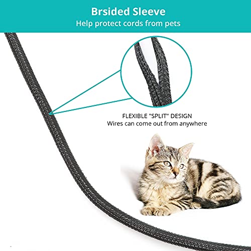ZhiYo 20ft - 1/4 inch Cable Sleeve, Cord Wrap Wire Protector Tubing for Pets, PC Cable Wrap, Computer Cable Management Sleeve - Black - color: Black, size: 20ft, 1/4''