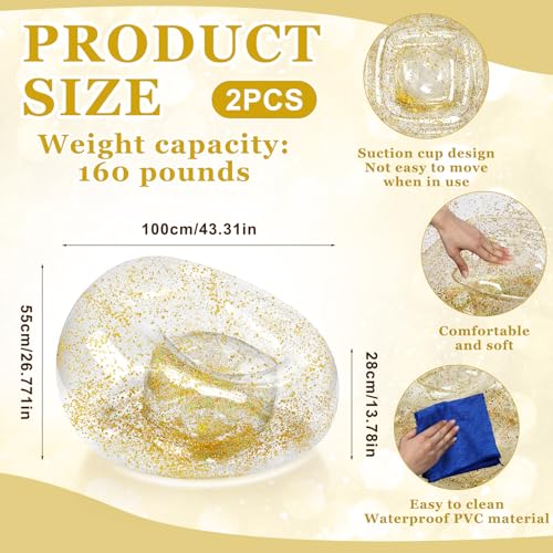 Realspring Inflatable Bean Bag Chair for Adult Bean Bag Sofa Chair Blow up Inflatable Furniture for Outdoor Living Room Bedroom Balcony Travel Party Gift Accessories(Gold Glitter,2 Pcs) - color: Gold Glitter